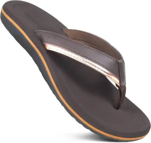 AEROTHOTIC Womens Casual Comfort Quick Drying Cushion Soft Flip Flops with Arch Support Non-Slip Thong Sandals