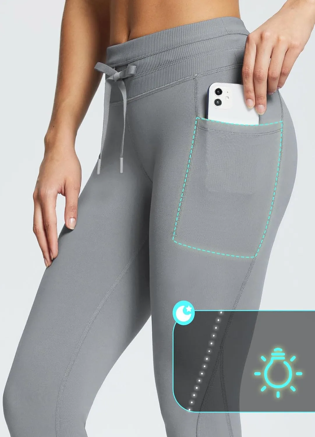 baleaf Women's Fleece Lined High Waisted Leggings Water Resistant Thermal Warm Winter Tights Ski Hiking Pants with Pockets