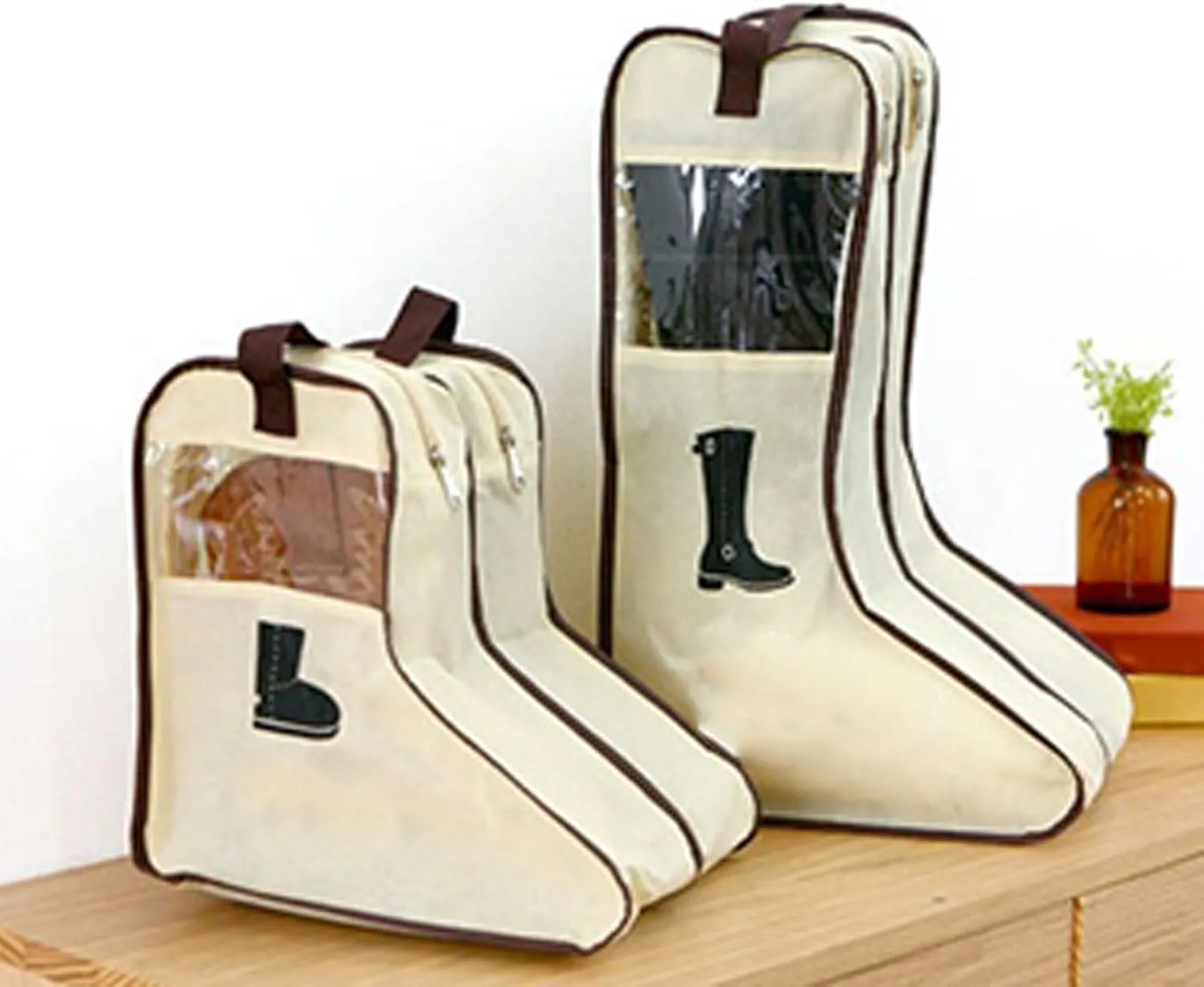 Boots Storage Bag Visible Dustproof Foldable Boot Bag Travel Shoe Bag Home Boot Storage Bag Shoe Storage Bag Visible Dustproof Long Boot Cover for Outdoor Travel (Beige L)
