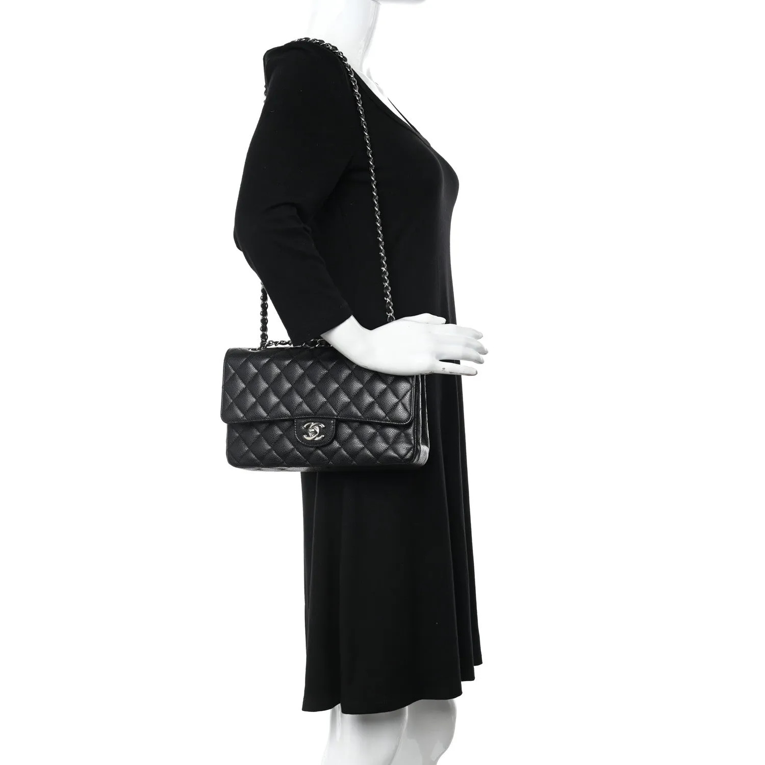 Caviar bag Double Flap Black