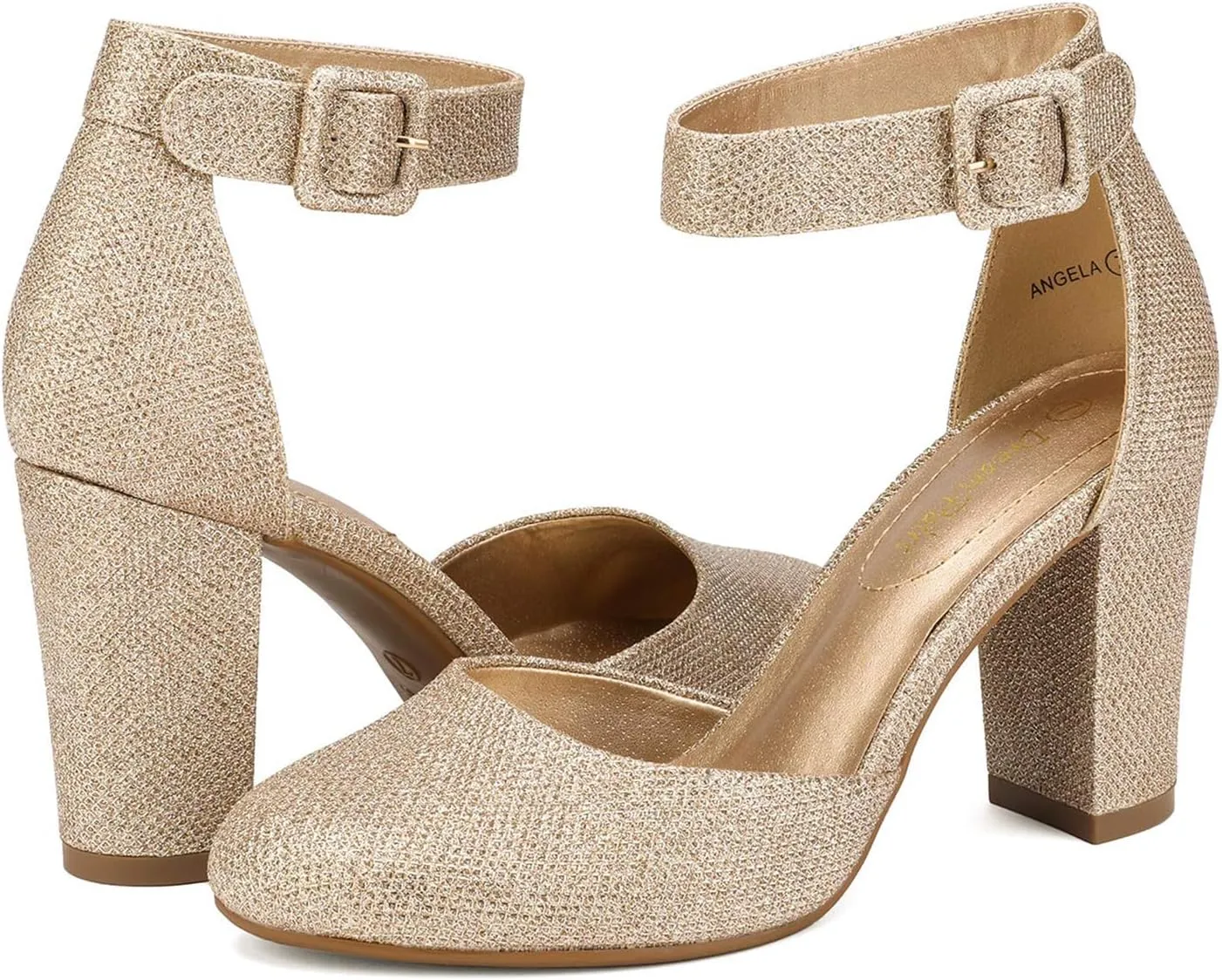 DREAM PAIRS Women's High Heel Ankle Strap Closed Toe Chunky Wedding Pumps Shoes