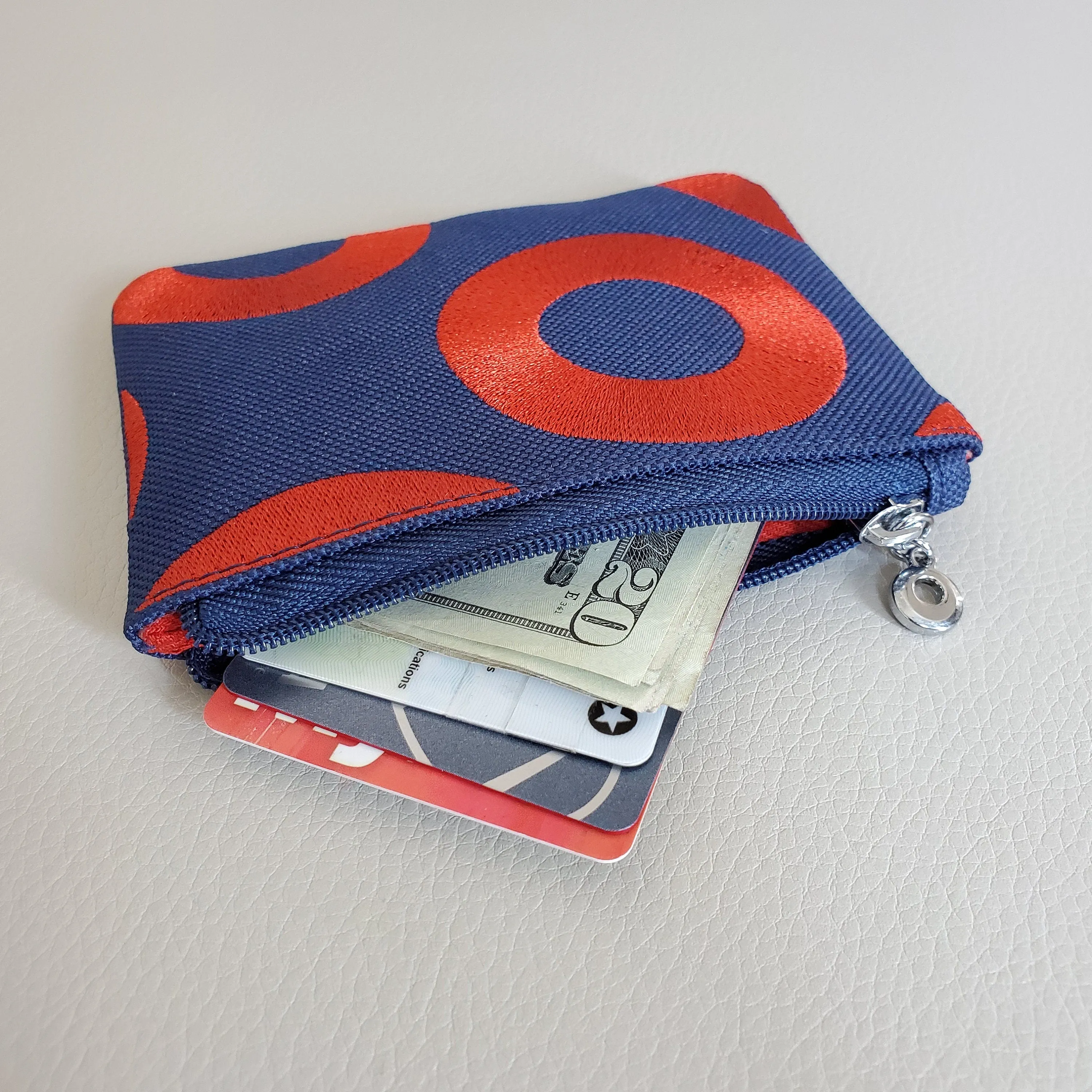 Fishman Donut Embroidery Minimalist Zipper Wallet