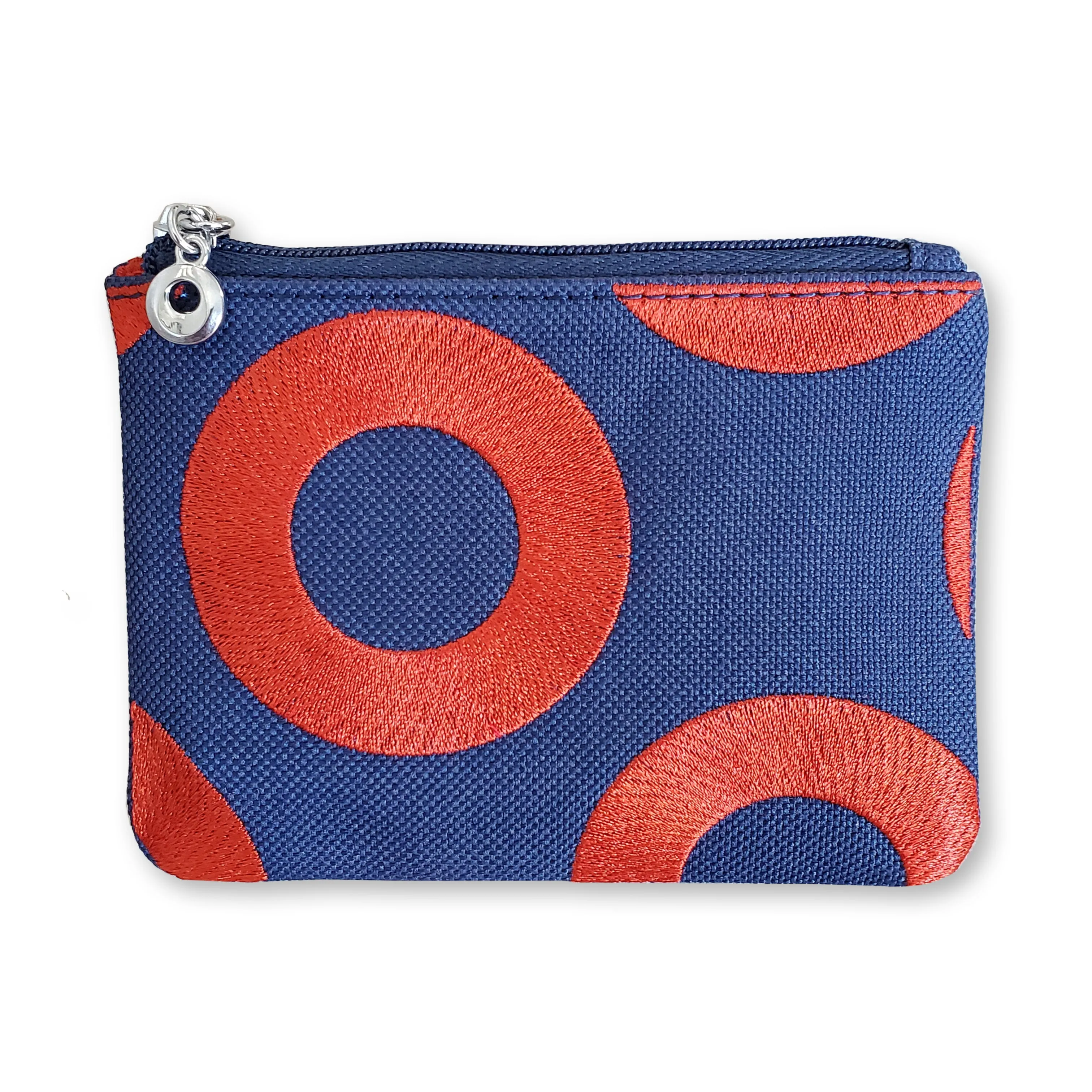 Fishman Donut Embroidery Minimalist Zipper Wallet