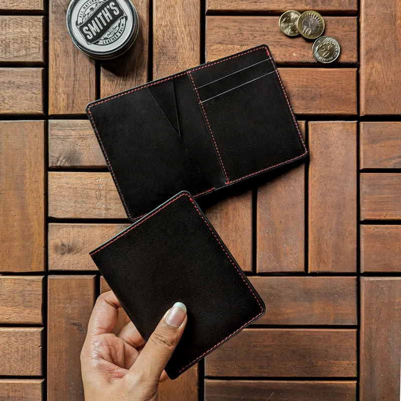 Minimalist Bi-Fold Wallet - Carbon Black [Italian Vachetta]