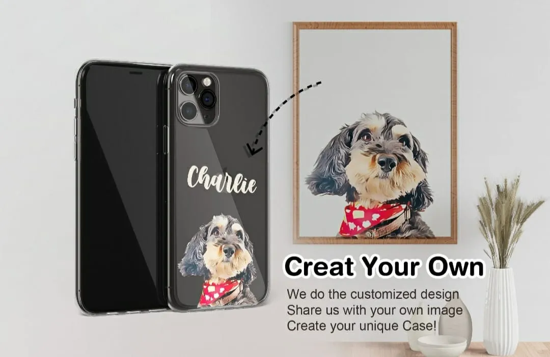 Name Pet Portrait Illustration Custom Slim Soft Cases