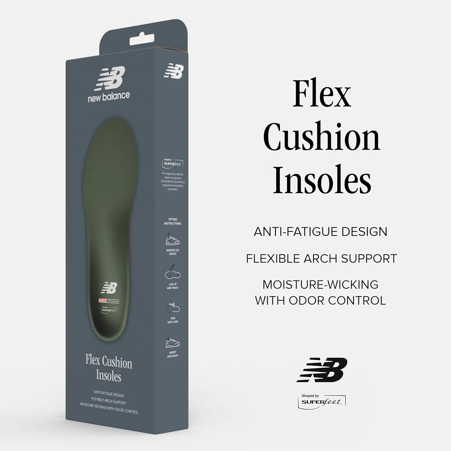 New Balance Casual Flex Cushion Insole, Olivine, 2.5-5 Men / 4.5-6 Women