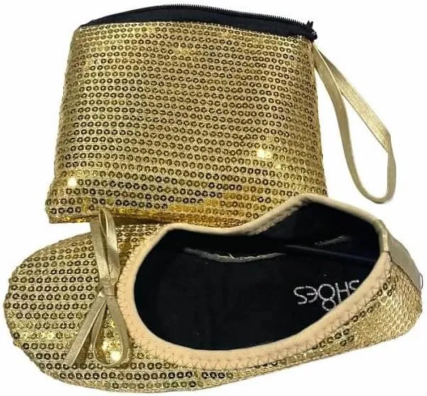 Shoes8teen Kids Girls Foldable Portable Travel Ballet Flat Shoes w/Matching Carrying Case
