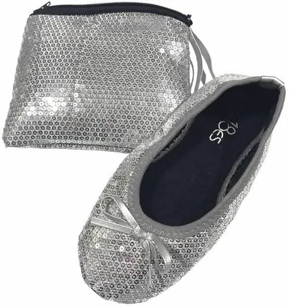Shoes8teen Kids Girls Foldable Portable Travel Ballet Flat Shoes w/Matching Carrying Case