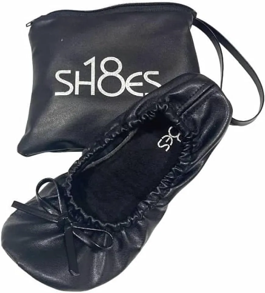 Shoes8teen Kids Girls Foldable Portable Travel Ballet Flat Shoes w/Matching Carrying Case