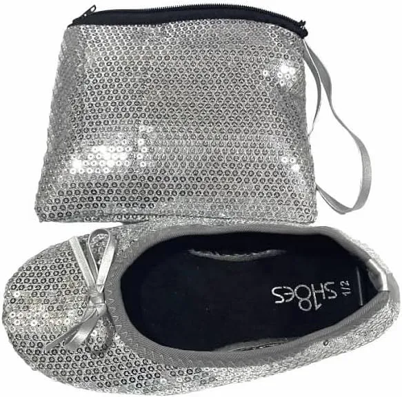 Shoes8teen Kids Girls Foldable Portable Travel Ballet Flat Shoes w/Matching Carrying Case
