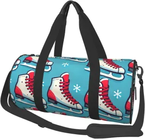 Sports Duffel Bag Ice-Skates-With-Laces Foldable Travel Tote Bag Weekender Sleepover Carry On Bag
