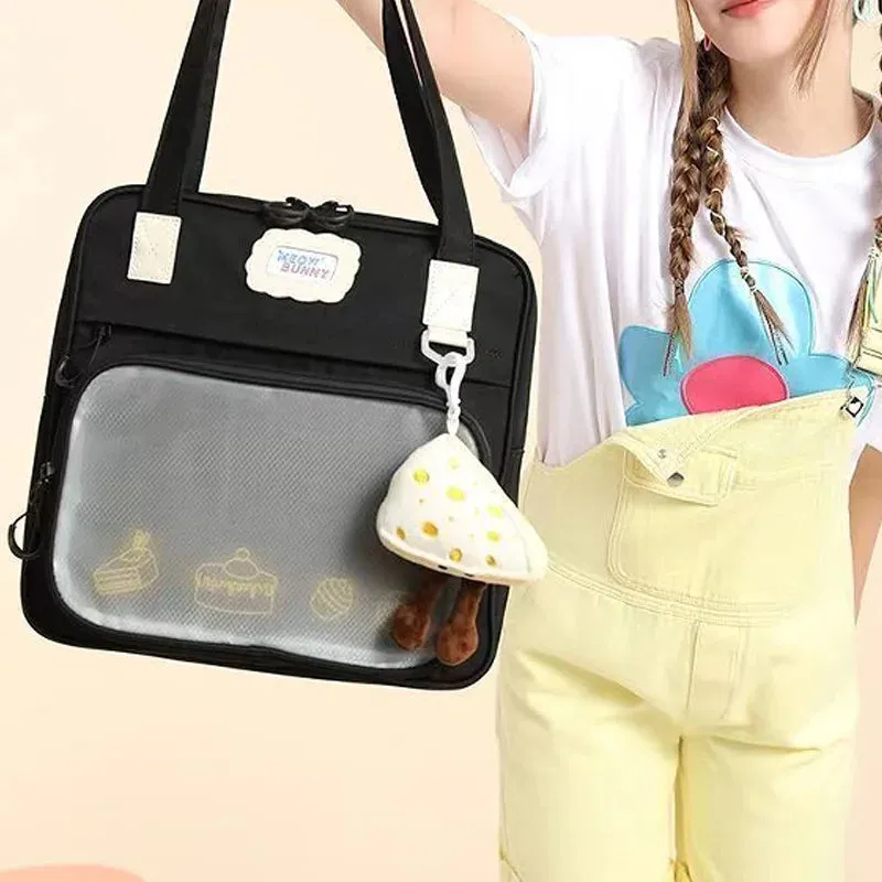 TAVIMART  -  Japanese Sweet Preppy Student Shoulder Bag Y2k Simple Fashion Large Capacity Transparent Itabag Anime Handbag Trendy Ita Bag