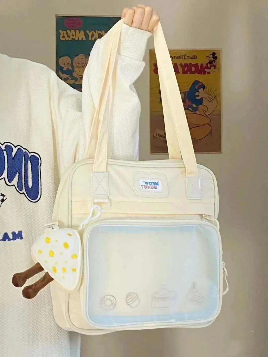 TAVIMART  -  Japanese Sweet Preppy Student Shoulder Bag Y2k Simple Fashion Large Capacity Transparent Itabag Anime Handbag Trendy Ita Bag