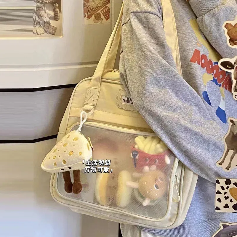 TAVIMART  -  Japanese Sweet Preppy Student Shoulder Bag Y2k Simple Fashion Large Capacity Transparent Itabag Anime Handbag Trendy Ita Bag