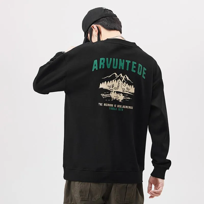 Versatile Round Neck Trendy Pure Cotton Print Sweatshirt